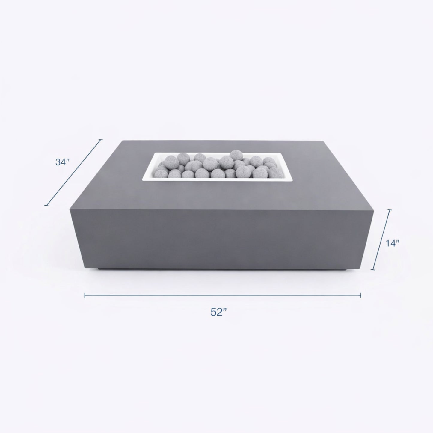 Concrete Fire Pit Table - Rectangular